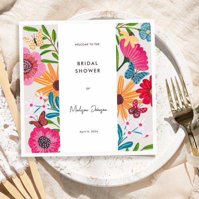 Colourful Bright Wildflower Bridal Shower Napkin (Colorful Bright Wildflower Bridal Shower Napkins)