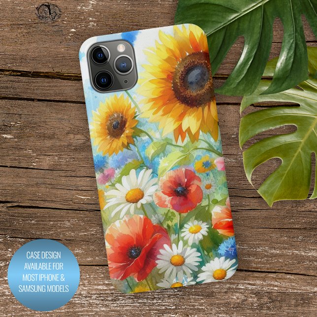 Colourful Bright Wildflowers Floral Watercolor Art iPhone Case (Creator Uploaded)
