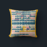 Colourful Brights Painted Geometric Shapes in Teal Cushion<br><div class="desc">A playful,  colourful painted design of geometric shapes and lines,  forming a modern quilt pattern in bright colours of teal blue,  mustard yellow,  sage green,  and pink. Just click customise to add text or pictures. Contact me with any questions or requests.</div>