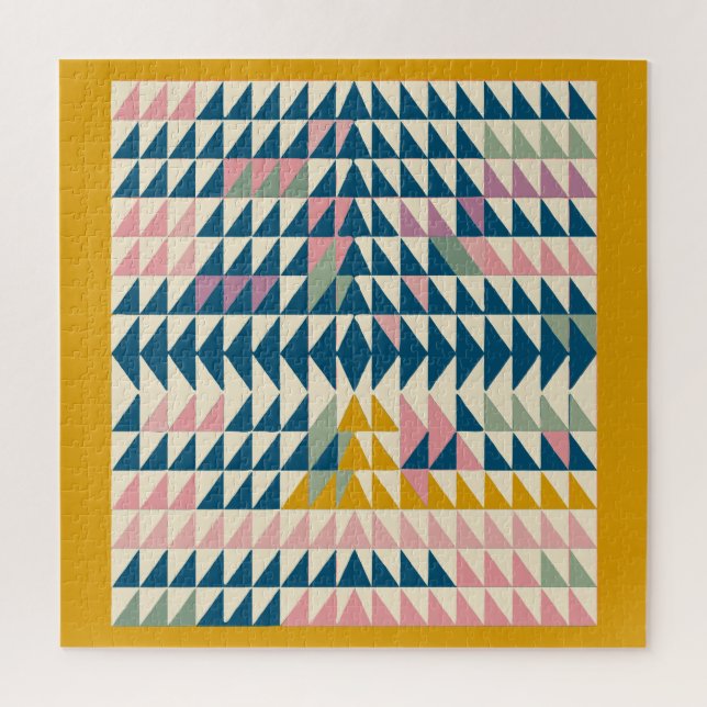 Colourful Brights Painted Geometric Shapes in Teal Jigsaw Puzzle (Vertical)