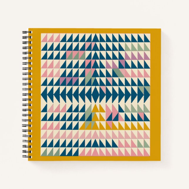 Colourful Brights Painted Geometric Shapes in Teal Notebook (Front)