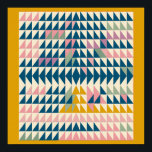 Colourful Brights Painted Geometric Shapes in Teal Poster<br><div class="desc">A playful,  colourful painted design of geometric shapes and lines,  forming a modern quilt pattern in bright colours of teal blue,  mustard yellow,  sage green,  and pink. Just click customise to add text or pictures. Contact me with any questions or requests.</div>