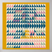 Colourful Brights Painted Geometric Shapes in Teal