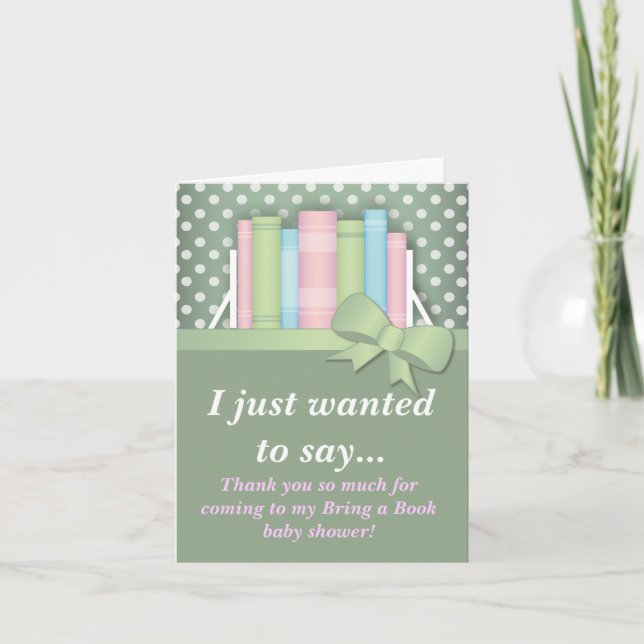 Colourful Bring a Book Baby Shower Thank You Card (Front)