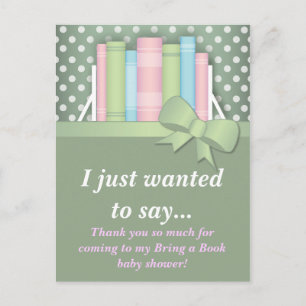 Colourful Bring a Book Baby Shower Thank You Postcard