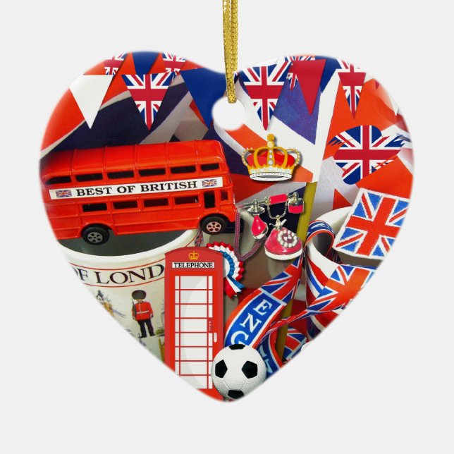 Colourful British Souvenirs Ceramic Tree Decoration (Front)