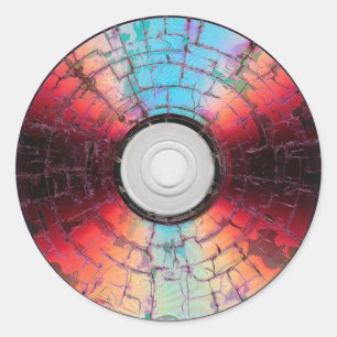 Colourful Broken CD Disc Design Classic Round Sticker