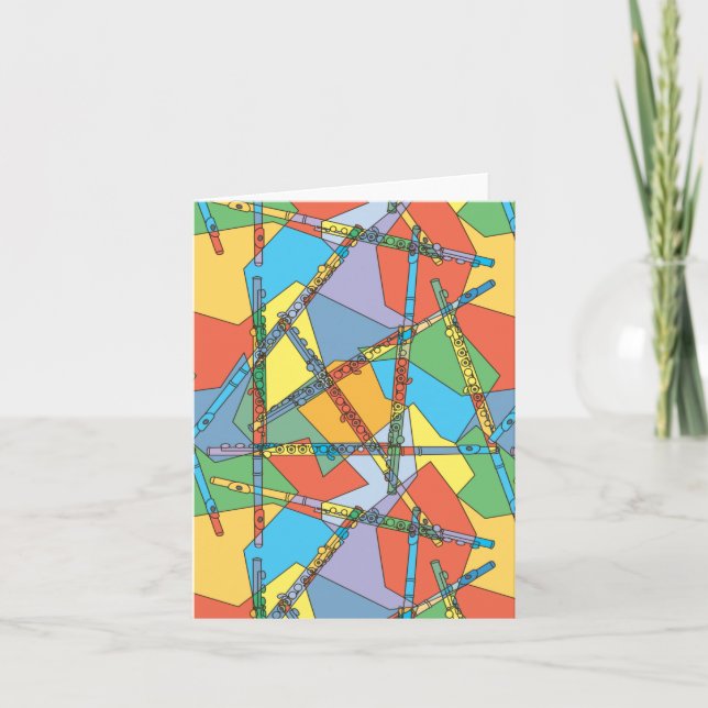 Colourful Broken Flutes Note Card (Front)