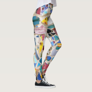 Colourful broken pottery wall picture very unusual leggings