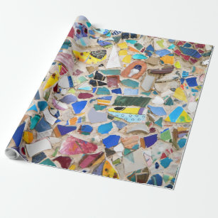 Colourful broken pottery wall picture very unusual wrapping paper