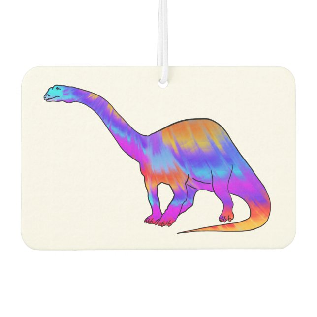 Colourful Brontosaurus Psychedelic Dinosaur Art Car Air Freshener (Front)