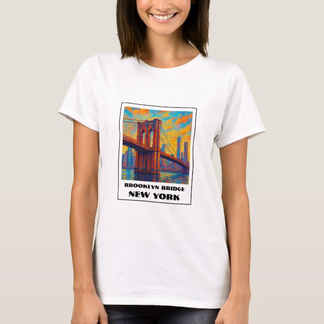 Colourful Brooklyn Bridge NYC travel  T-Shirt (Front)