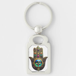 Colourful Brown Gold Hamsa Rainbow Colour Third Ey Key Ring