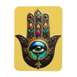 Colourful Brown Gold Hamsa Rainbow Colour Third Ey Magnet