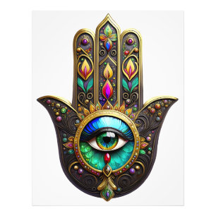 Colourful Brown Gold Hamsa Rainbow Colour Third Ey Photo Print