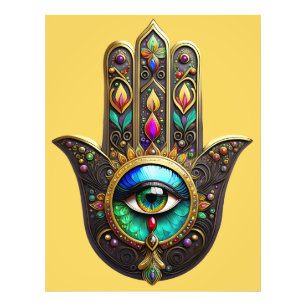 Colourful Brown Gold Hamsa Rainbow Colour Third Ey Photo Print