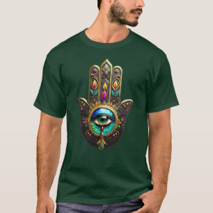 Colourful Brown Gold Hamsa Rainbow Colour Third Ey T-Shirt