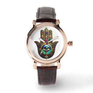 Colourful Brown Gold Hamsa Rainbow Colour Third Ey Watch
