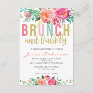 Colourful Brunch & Bubbly bridal shower invitation