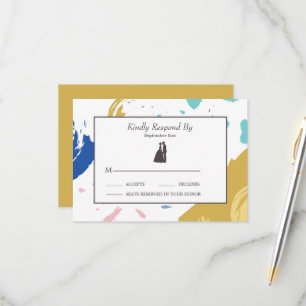 Colourful Brush Stroke and Silhouette RSVP Card