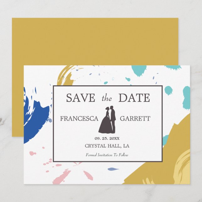 Colourful Brush Stroke Illustration Invitation (Front/Back)