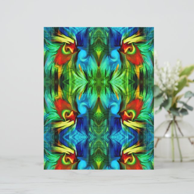 Colourful Brush Strokes Abstract Green Scrapbook  (Standing Front)