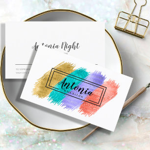 Colourful Brush Strokes and Black Frame ID450 Business Card