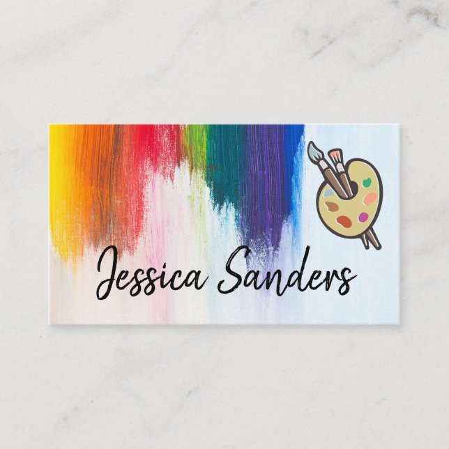 Colourful | Brush Strokes | Artist | Paint Brushes Business Card (Front)