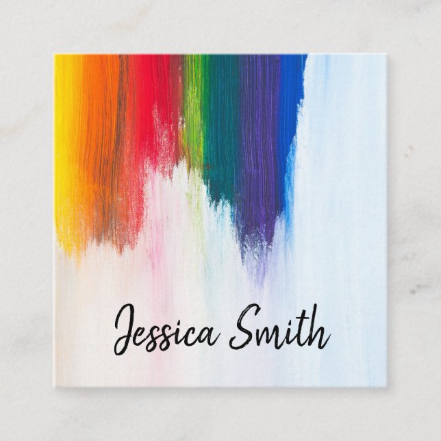 Colourful | Brush Strokes | Artist Square Business Card (Front)