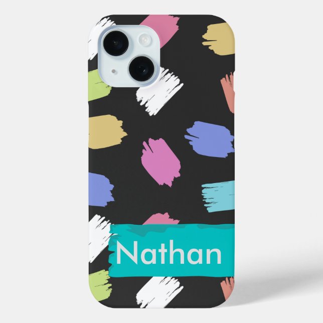 Colourful Brush Strokes on Black Personalised  Case-Mate iPhone Case (Back)