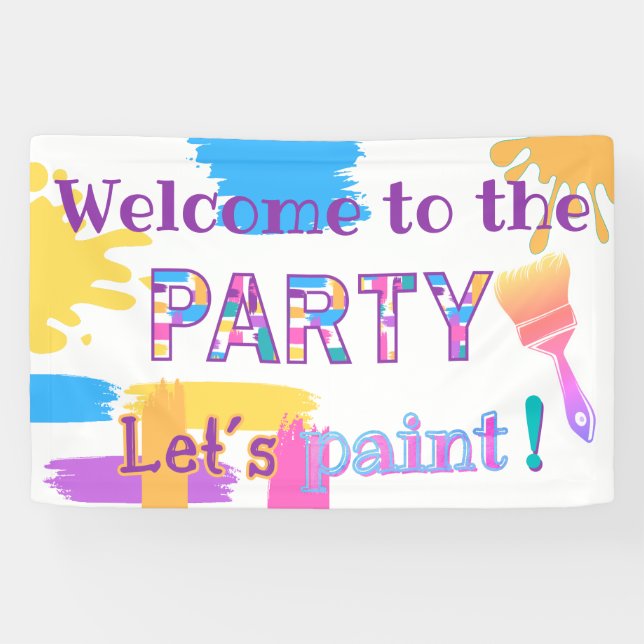 Colourful Brush Strokes paint party banner (Horizontal)