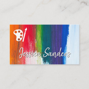 Colourful Brush Strokes Palette and Brush Business Card