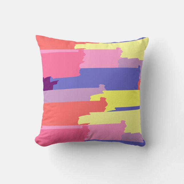 Colourful Brush Strokes Throw Pillow (Front)