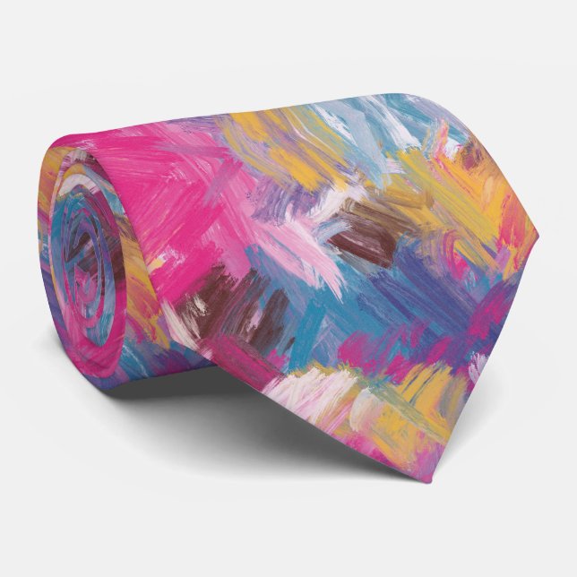 Colourful Brush Strokes Tie (Rolled)