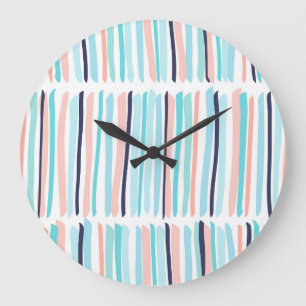 Colourful Brush Strokes: Vintage Scribble. Large Clock
