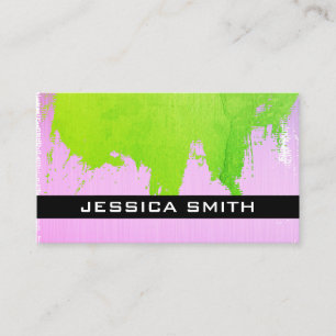 Colourful Brushed (Green Pink) Business Card