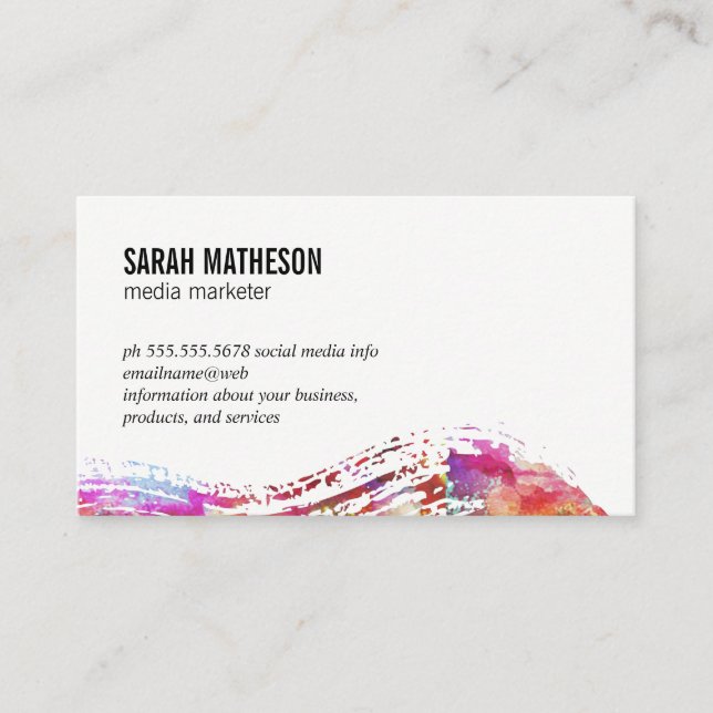 Colourful  Brushed Texture Business Card (Front)