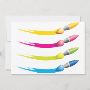 Colourful Brushes Invitations