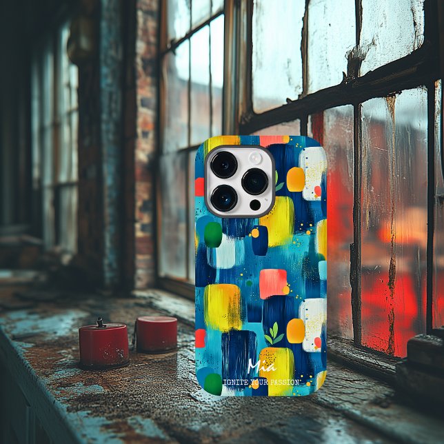 Colourful Brushstroke Blocks with Custom Name Case-Mate iPhone Case (Creator Uploaded)
