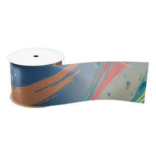 Colourful Brushstroke Ribbon with Raindrop Effect Satin Ribbon