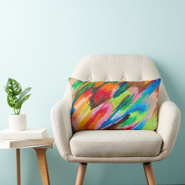 Colourful Brushstrokes - Abstract Modern Art  Lumbar Cushion (Chair)