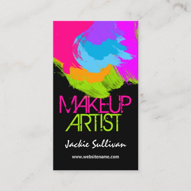 Colourful Brushstrokes Makeup Artist Business Business Card (Front)