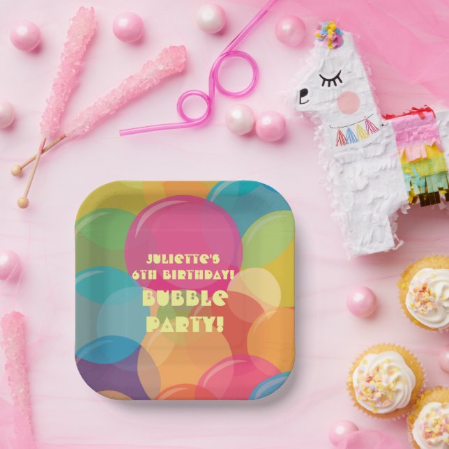 Colourful Bubble Birthday Party Paper Plate (Party)