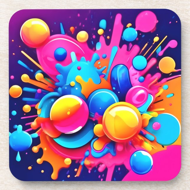 Colourful Bubble Blast Coaster (Front)