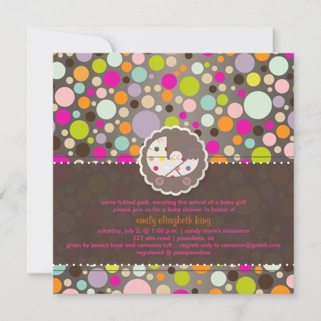 Colourful Bubble Gum/Dots Birth Announcement (Front)