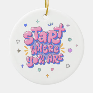 Colourful Bubble Letter Quote Ceramic Tree Decoration