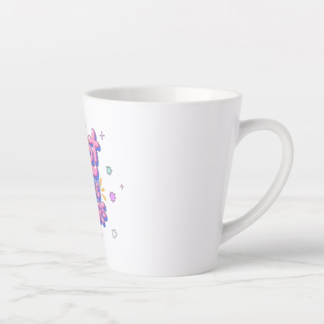 Colourful Bubble Letter Quote Latte Mug (Right)