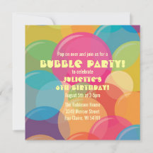 Colourful Bubble Party Birthday Invitation