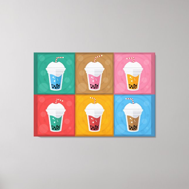 Colourful Bubble Tea 6 Pack Canvas Print (Front)