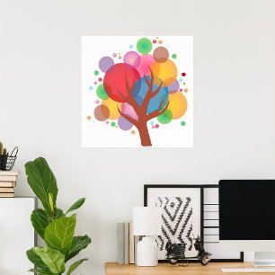 Colourful Bubble Tree Poster